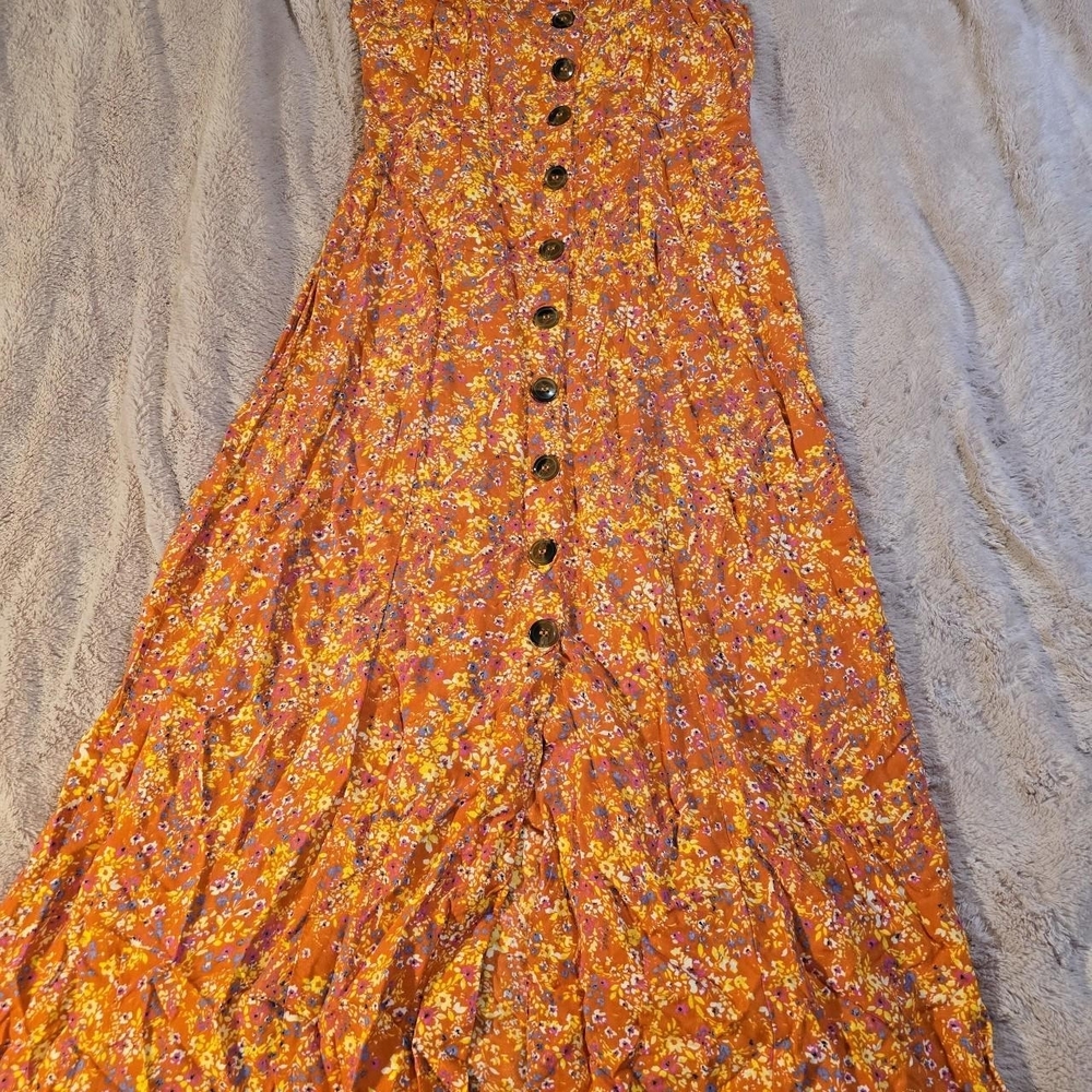 Japna Orange Floral Maxi Dress